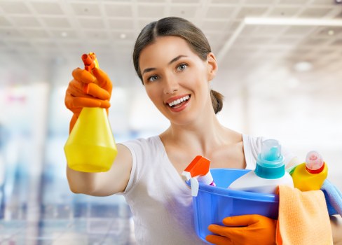 Supervisor reviewing carpet cleaning safety procedures
